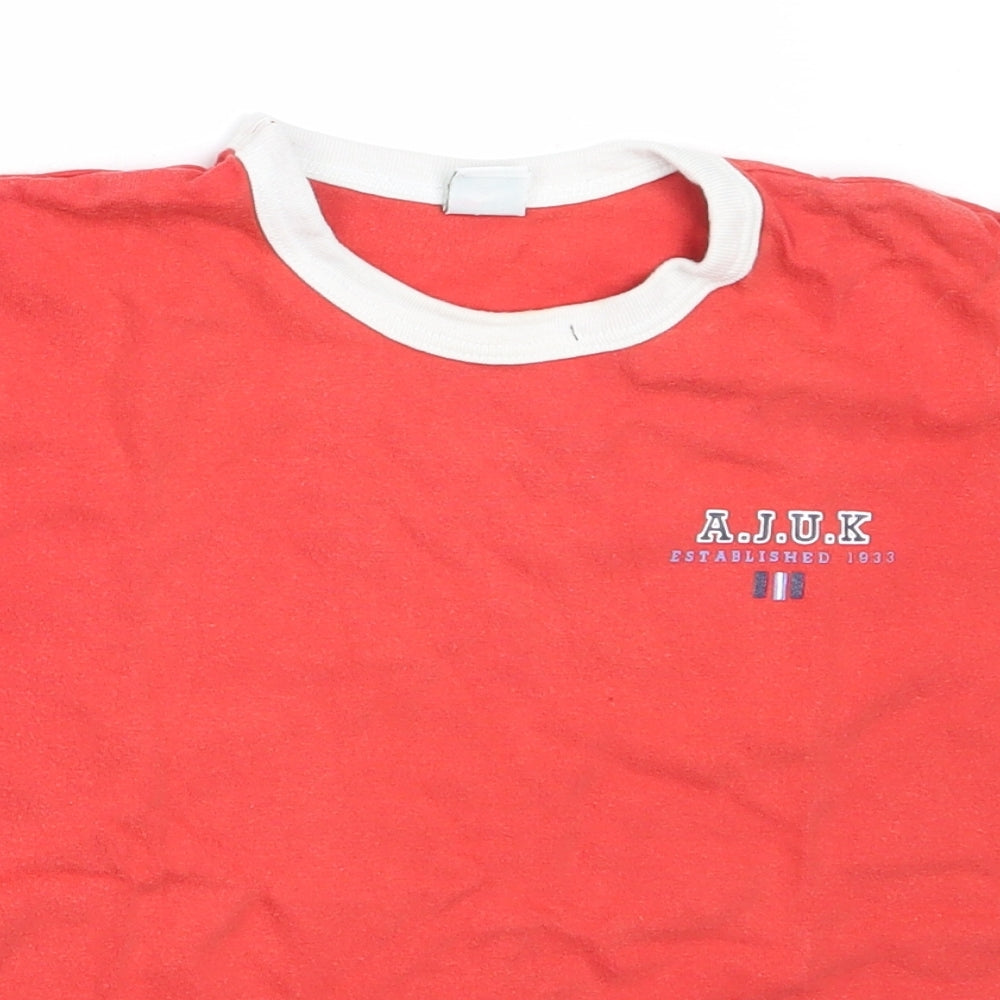 Adams Boys Red  Cotton Basic T-Shirt Size 4 Years Round Neck