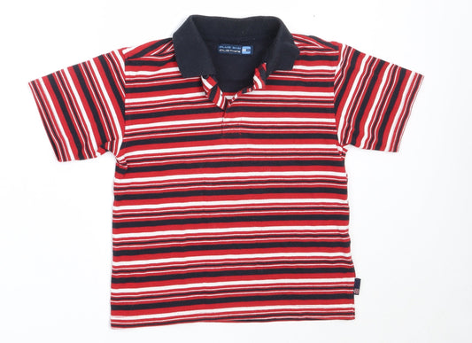 Blue Base Boys Red Striped Polyester Basic Polo Size 4-5 Years Collared