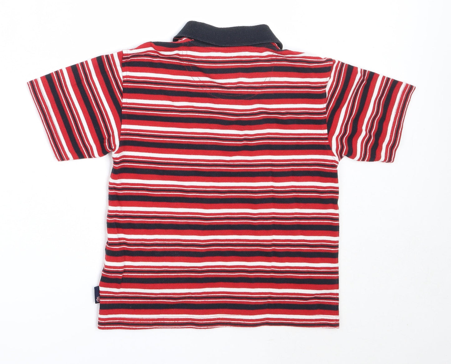 Blue Base Boys Red Striped Polyester Basic Polo Size 4-5 Years Collared