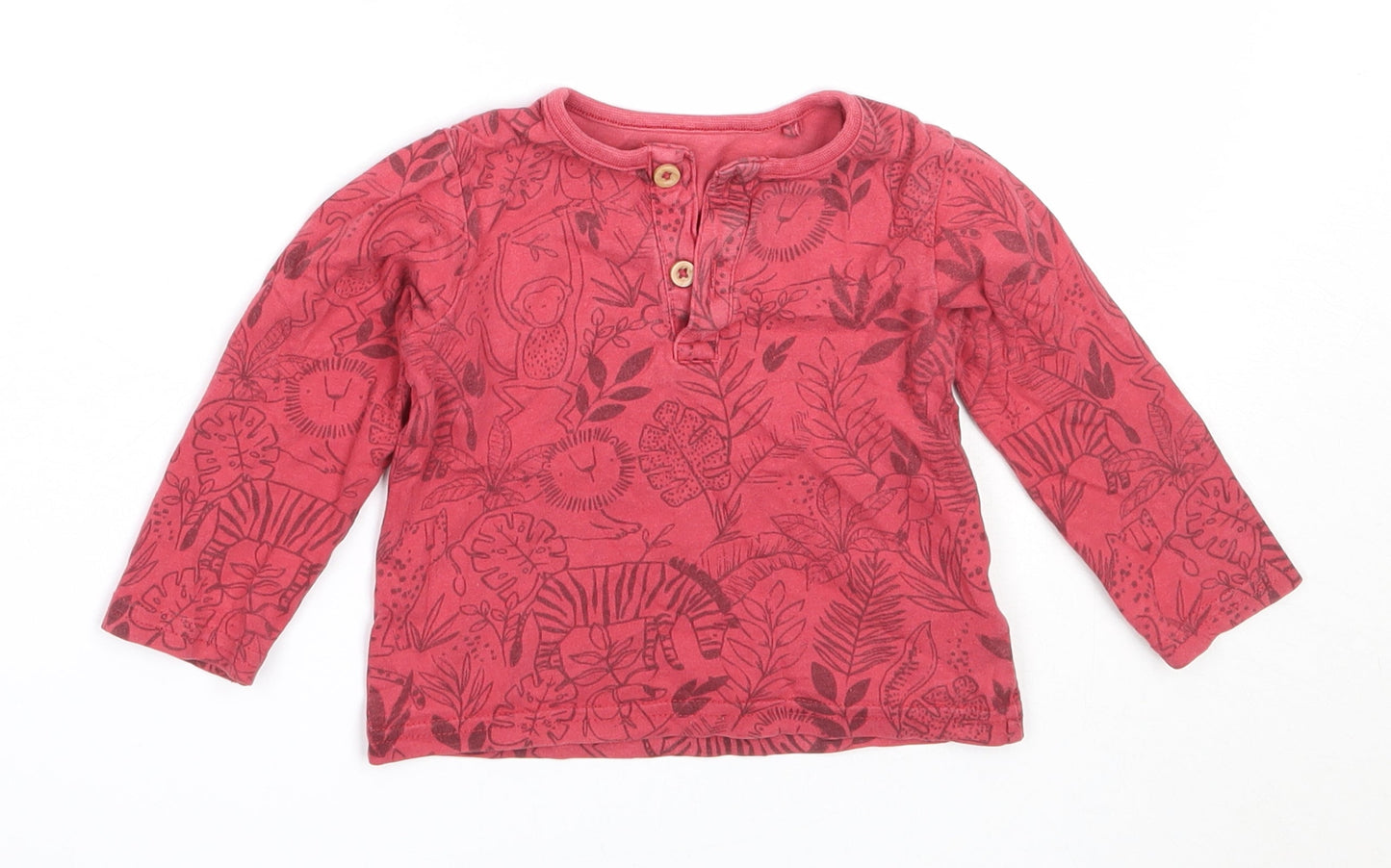 TU Boys Red  Cotton Basic T-Shirt Size 6-9 Months Round Neck