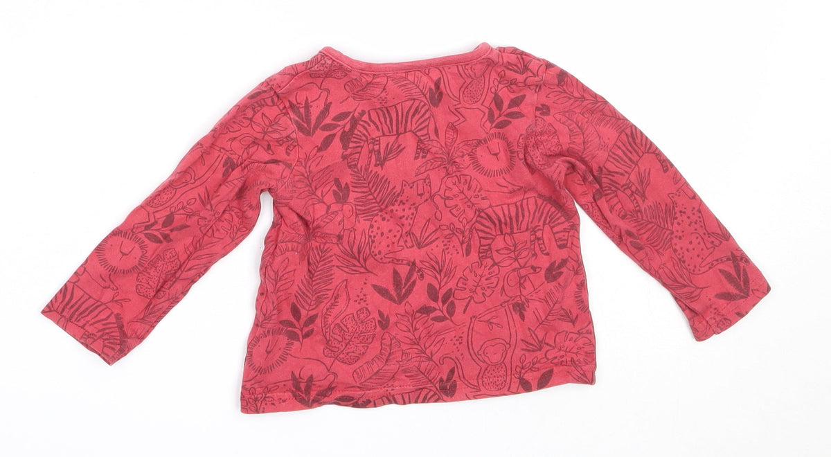 TU Boys Red  Cotton Basic T-Shirt Size 6-9 Months Round Neck