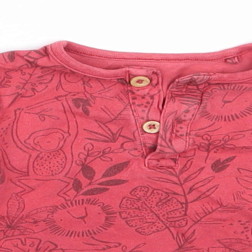 TU Boys Red  Cotton Basic T-Shirt Size 6-9 Months Round Neck