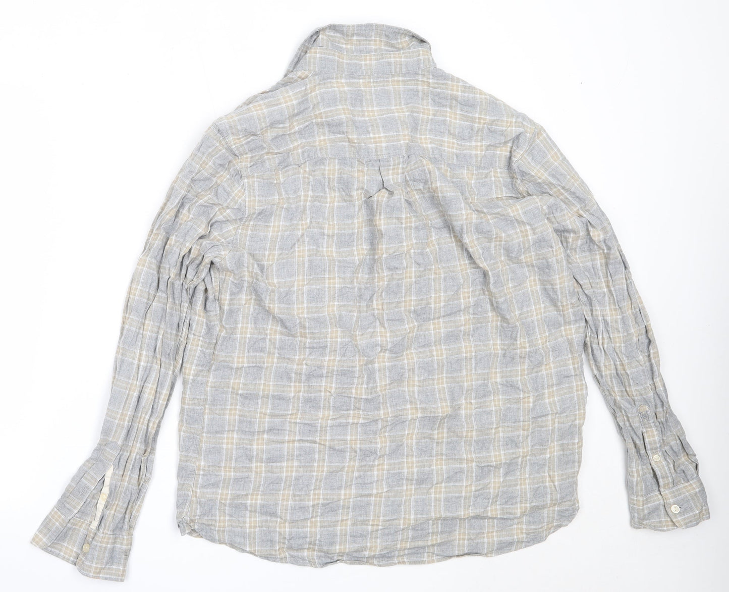 Hammond & Co Mens Grey Check Cotton  Button-Up Size L Collared