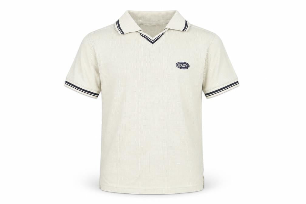Easy Boys Beige  Cotton Basic Polo Size 4-5 Years Collared