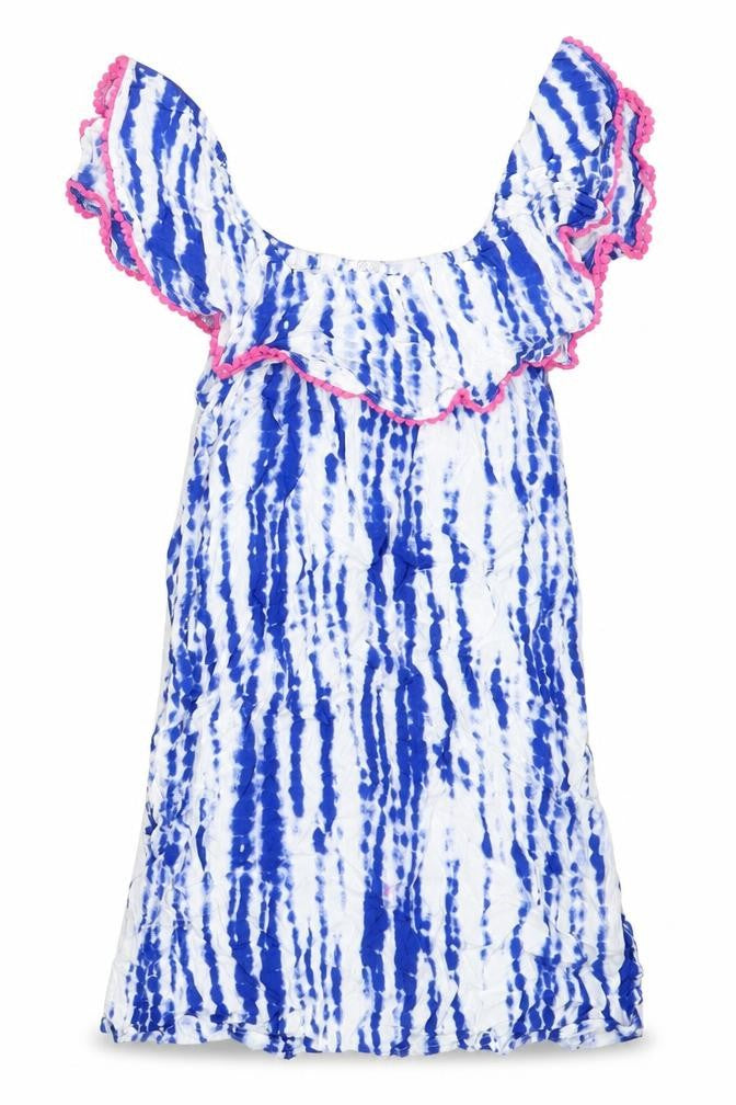 Candy Couture Girls Blue  Viscose Shift  Size 13 Years  Off the Shoulder