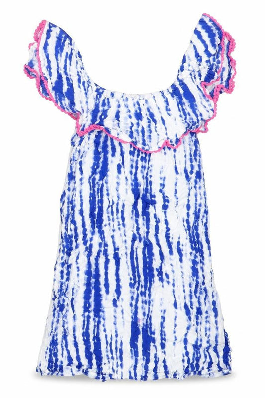 Candy Couture Girls Blue  Viscose Shift  Size 13 Years  Off the Shoulder