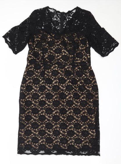 Womens Black  Polyamide Shift  Size 14  V-Neck