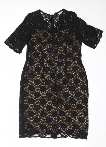 Womens Black  Polyamide Shift  Size 14  V-Neck