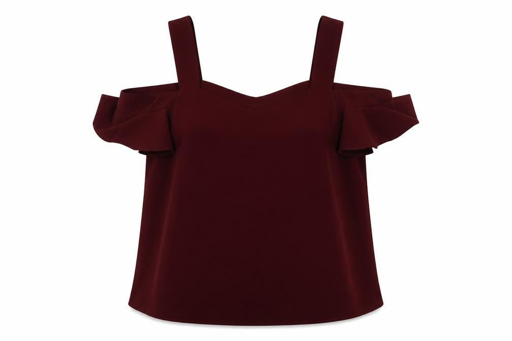 Topshop Womens Purple  Polyester Basic Tank Size 10 V-Neck - cold shoudler