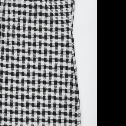 SHEIN Womens White Check Polyester Bodycon  Size XS  Scoop Neck Pullover