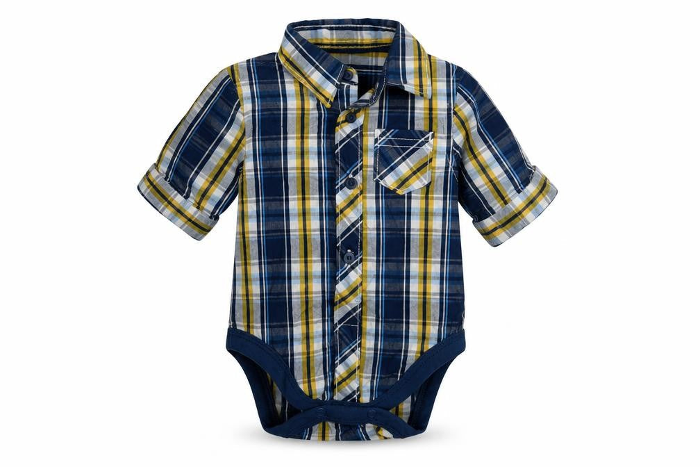 Mothercare Boys Black Check Cotton Basic Polo Size 0-3 Months Collared Button