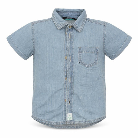 George Boys Blue  Cotton Basic Button-Up Size 12-18 Months Collared Button