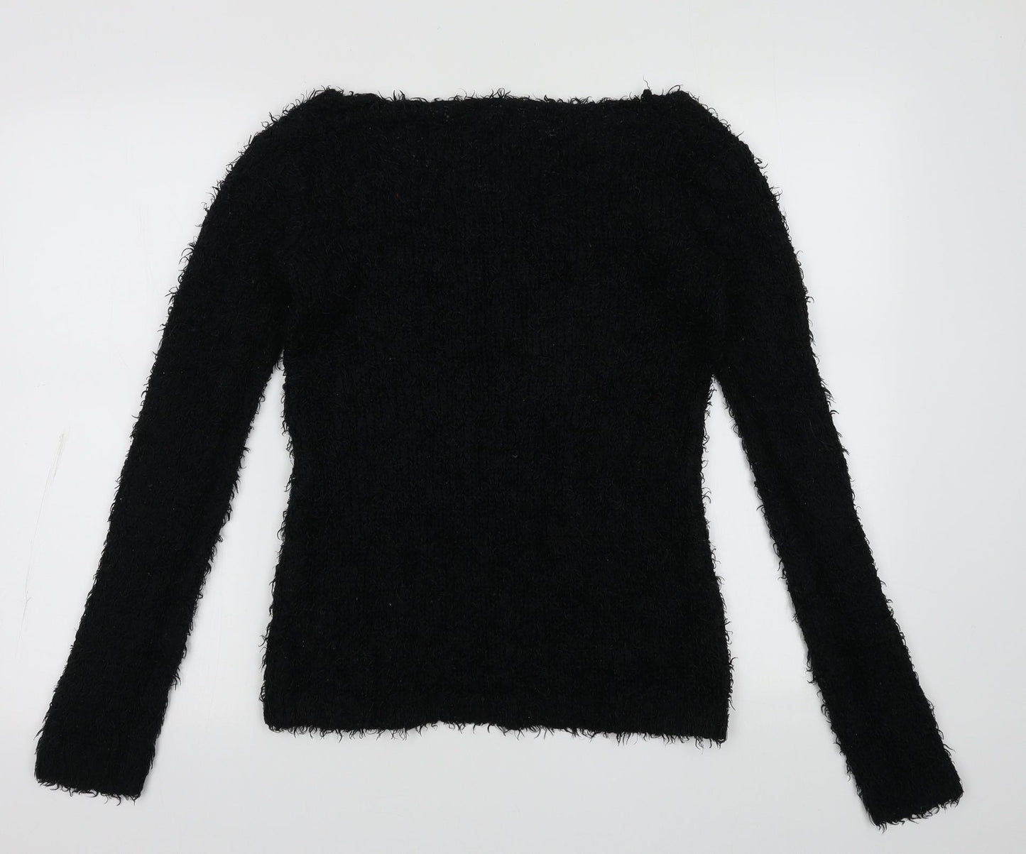 Brave Soul Womens Black Scoop Neck  Polyester Pullover Jumper Size M