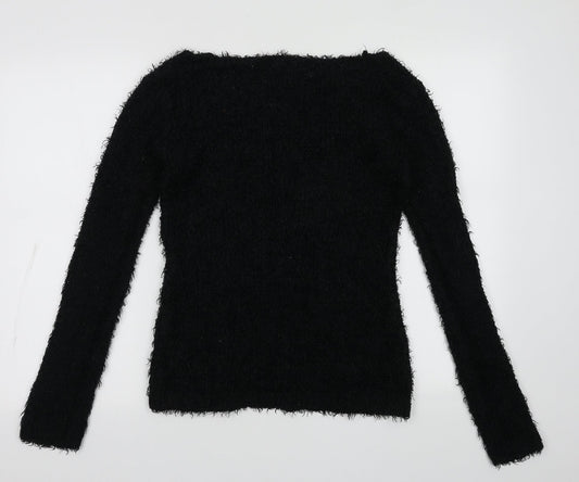 Brave Soul Womens Black Scoop Neck  Polyester Pullover Jumper Size M