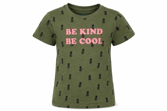 Primark Girls Green Geometric Cotton Basic T-Shirt Size 2-3 Years Crew Neck Pullover - be kind be cool