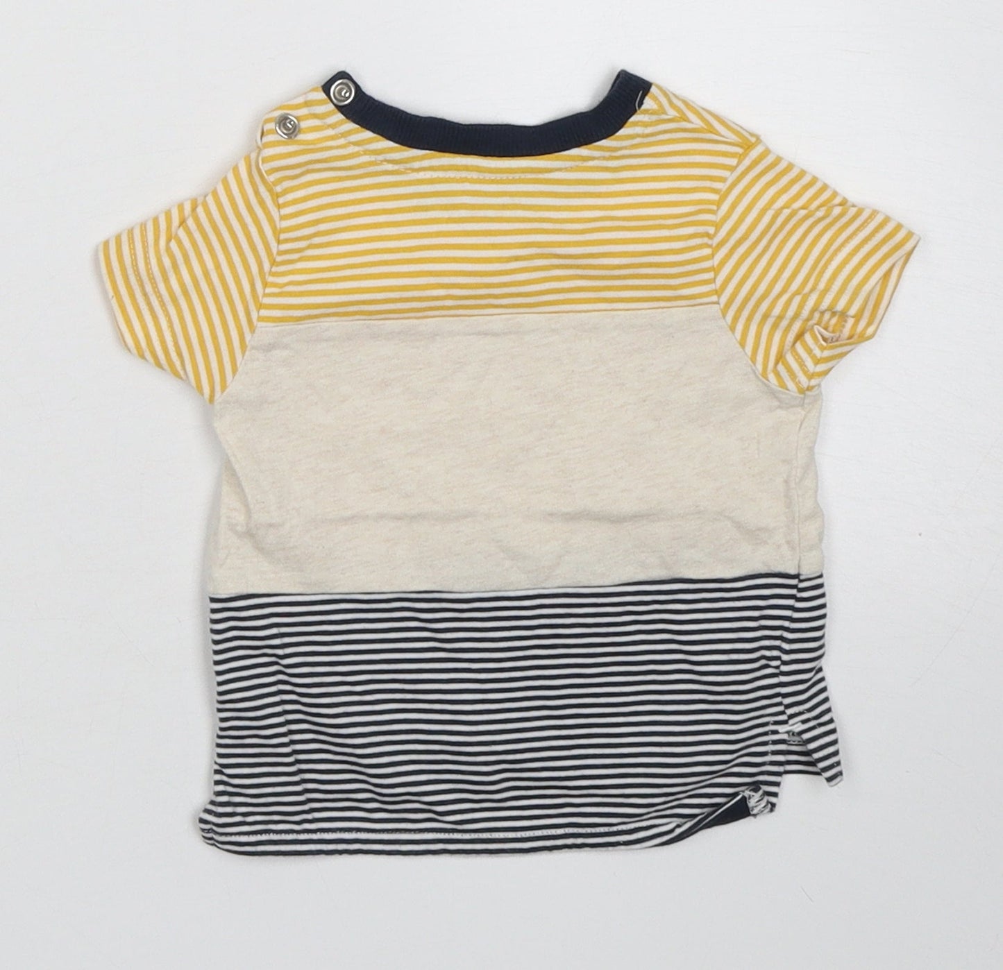 Nutmeg Boys Yellow Striped Cotton Basic T-Shirt Size 3-6 Months Crew Neck Pullover