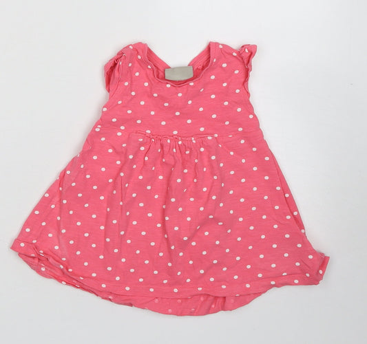 NEXT Girls Pink Polka Dot Cotton A-Line  Size 9-12 Months  Crew Neck Pullover
