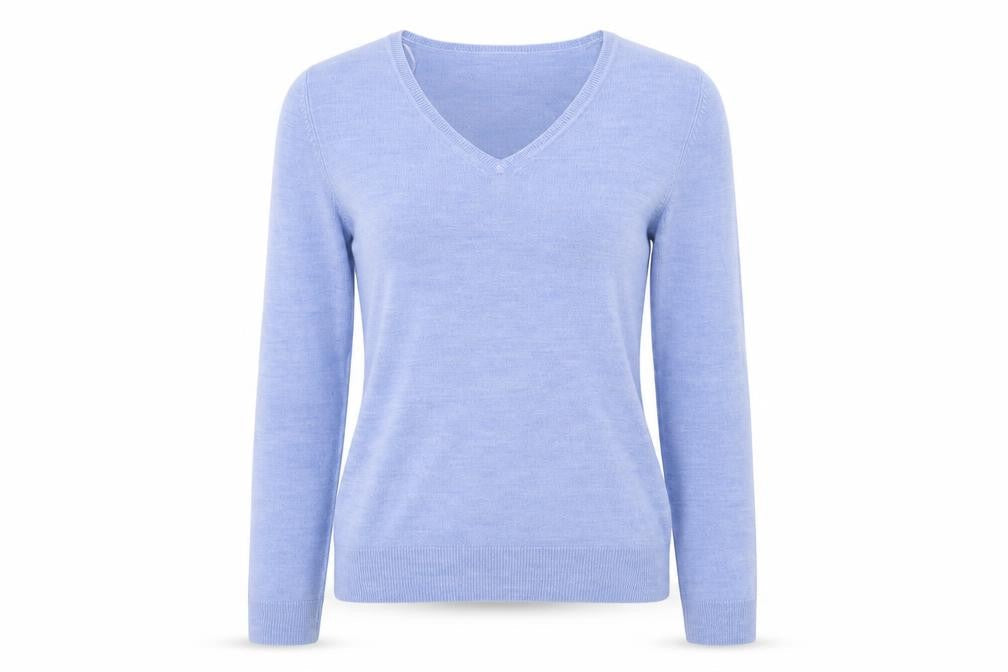 BHS Womens Blue V-Neck  Acrylic Pullover Jumper Size 10