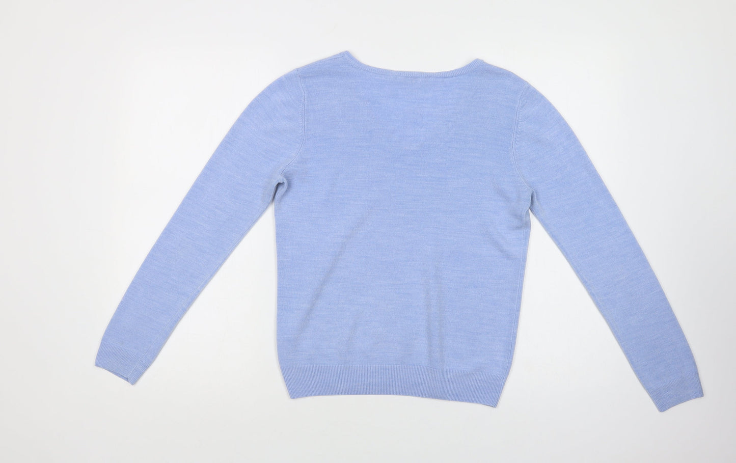 BHS Womens Blue V-Neck  Acrylic Pullover Jumper Size 10