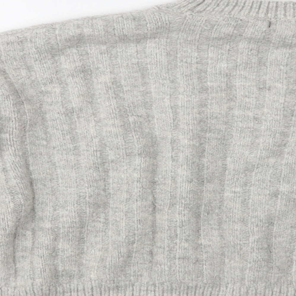 F&F Womens Grey Crew Neck  Acrylic Pullover Jumper Size 8
