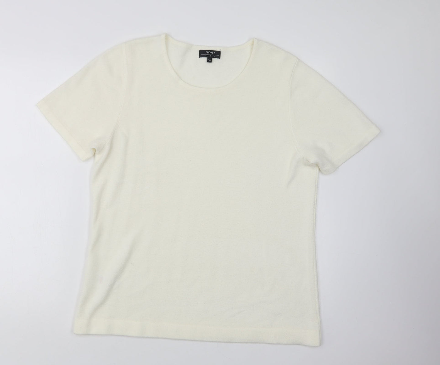 Papaya Womens Ivory Crew Neck  Acrylic Pullover Jumper Size 18