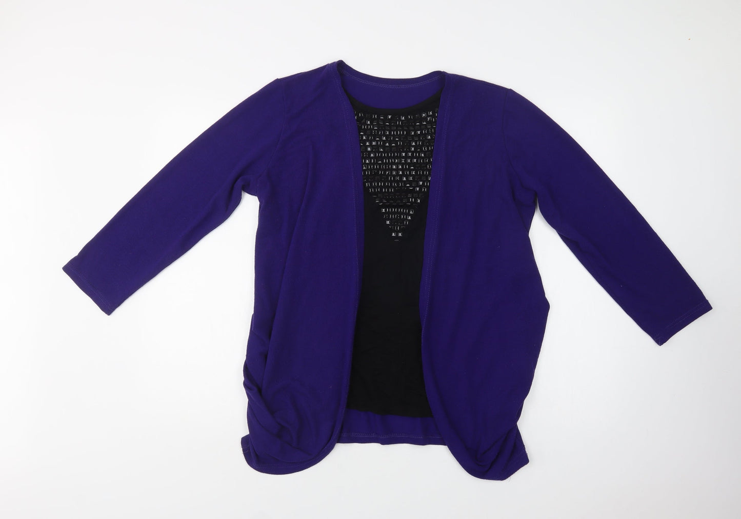Preworn Womens Purple Round Neck  Polyester Cardigan Jumper Size L