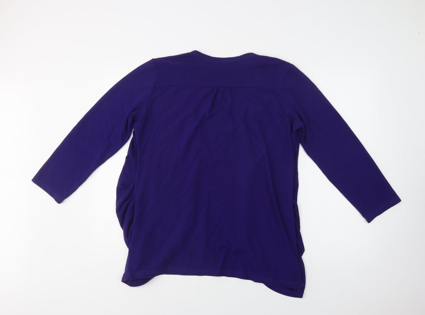 Preworn Womens Purple Round Neck  Polyester Cardigan Jumper Size L