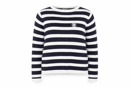 Essentials Womens Blue Crew Neck Striped Cotton Pullover Jumper Size 18