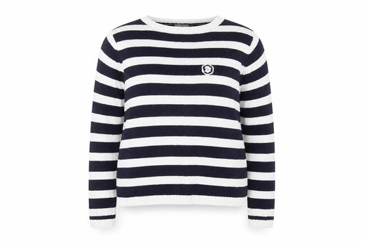 Essentials Womens Blue Crew Neck Striped Cotton Pullover Jumper Size 18