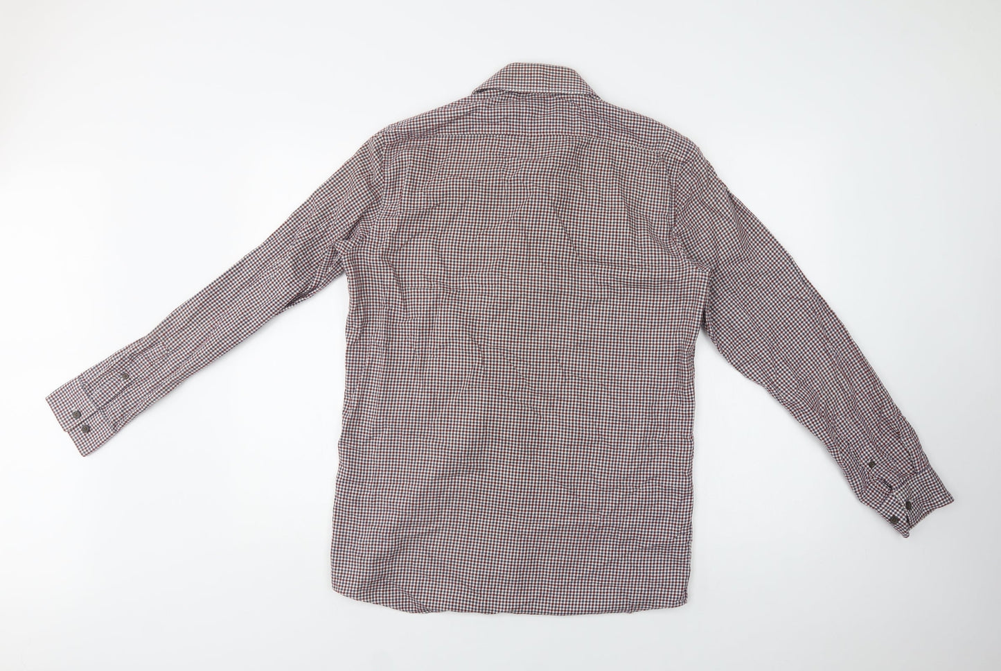 Matalan Mens Red Check Cotton  Button-Up Size 15 Collared Button