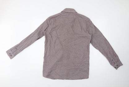 Matalan Mens Red Check Cotton  Button-Up Size 15 Collared Button