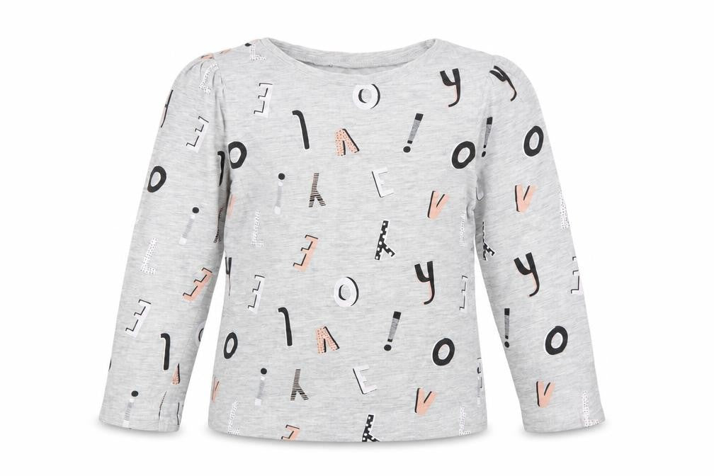 George Girls Grey Geometric Cotton Basic Blouse Size 4-5 Years Crew Neck