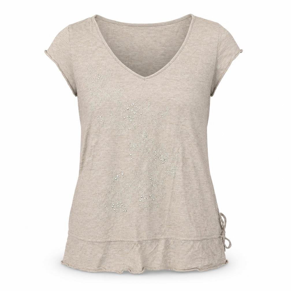 Marks & Spencer Womens Beige  Cotton Basic Blouse Size 10 V-Neck