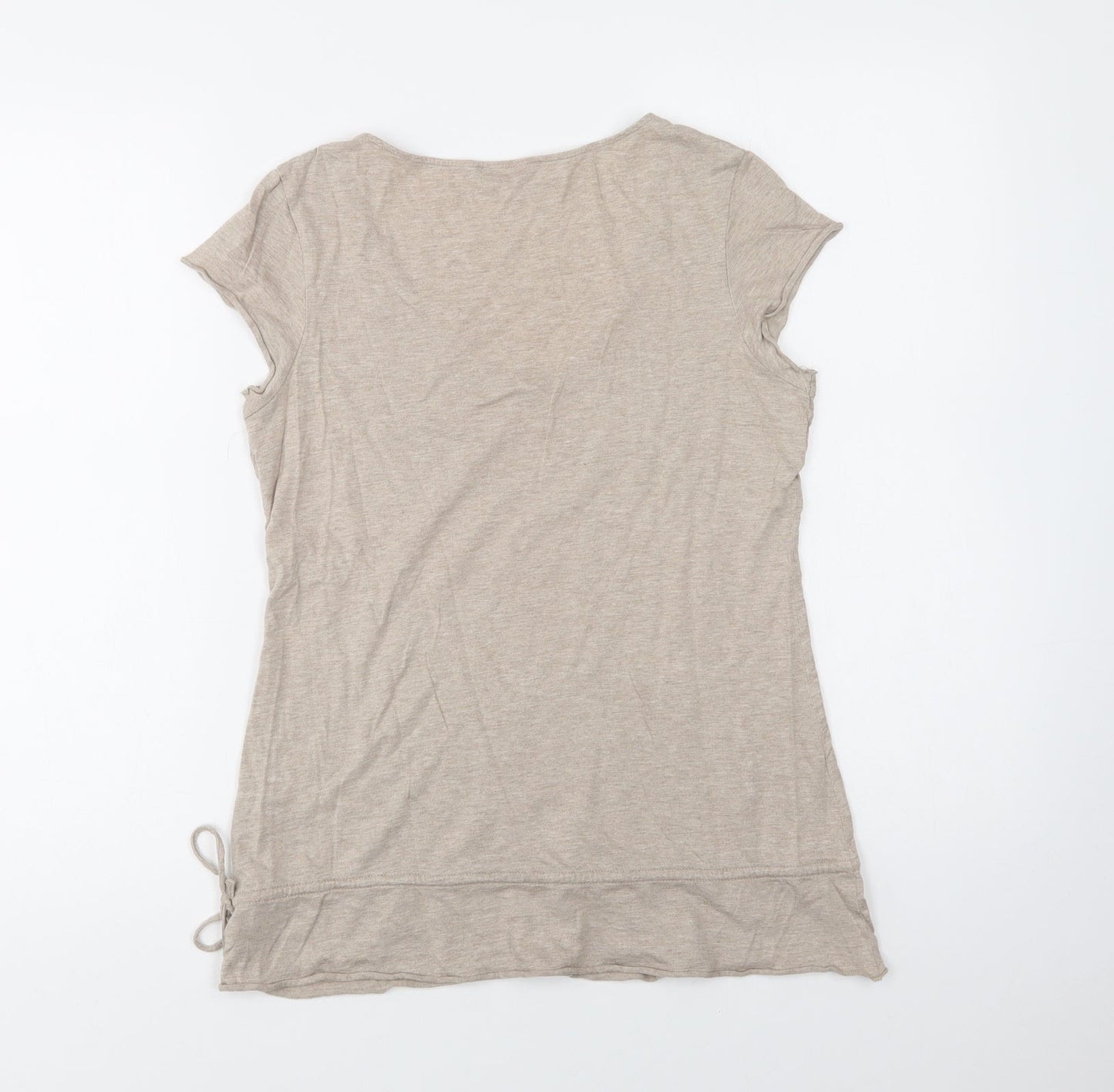 M&S Womens Beige  Cotton Basic Blouse Size 10 V-Neck