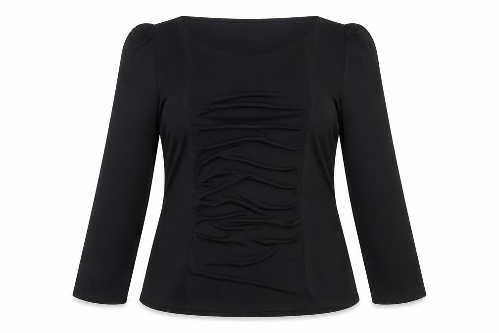 Saloos Womens Black  Polyester Basic Blouse Size 14 Square Neck