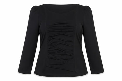 Saloos Womens Black  Polyester Basic Blouse Size 14 Square Neck