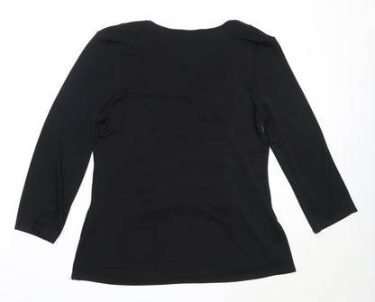 Saloos Womens Black  Polyester Basic Blouse Size 14 Square Neck