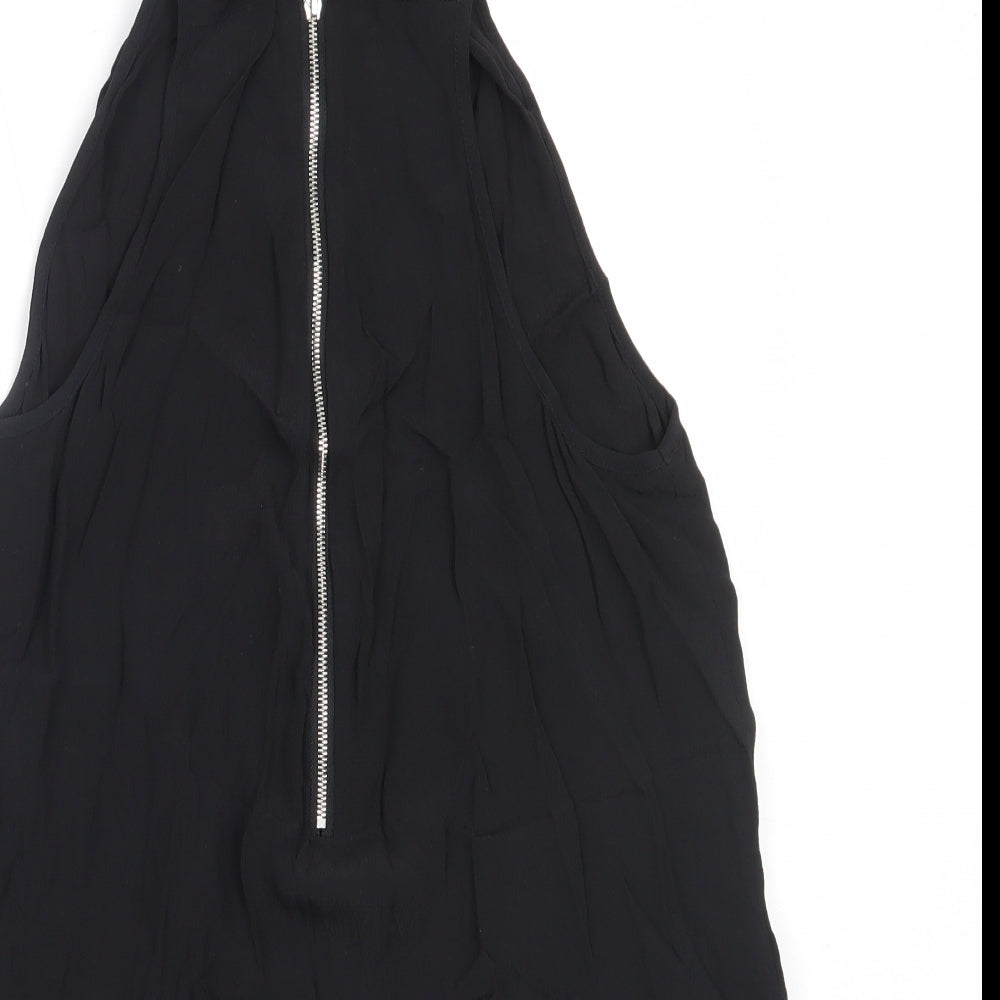 New Look Womens Black  Viscose Basic Blouse Size 10 Round Neck