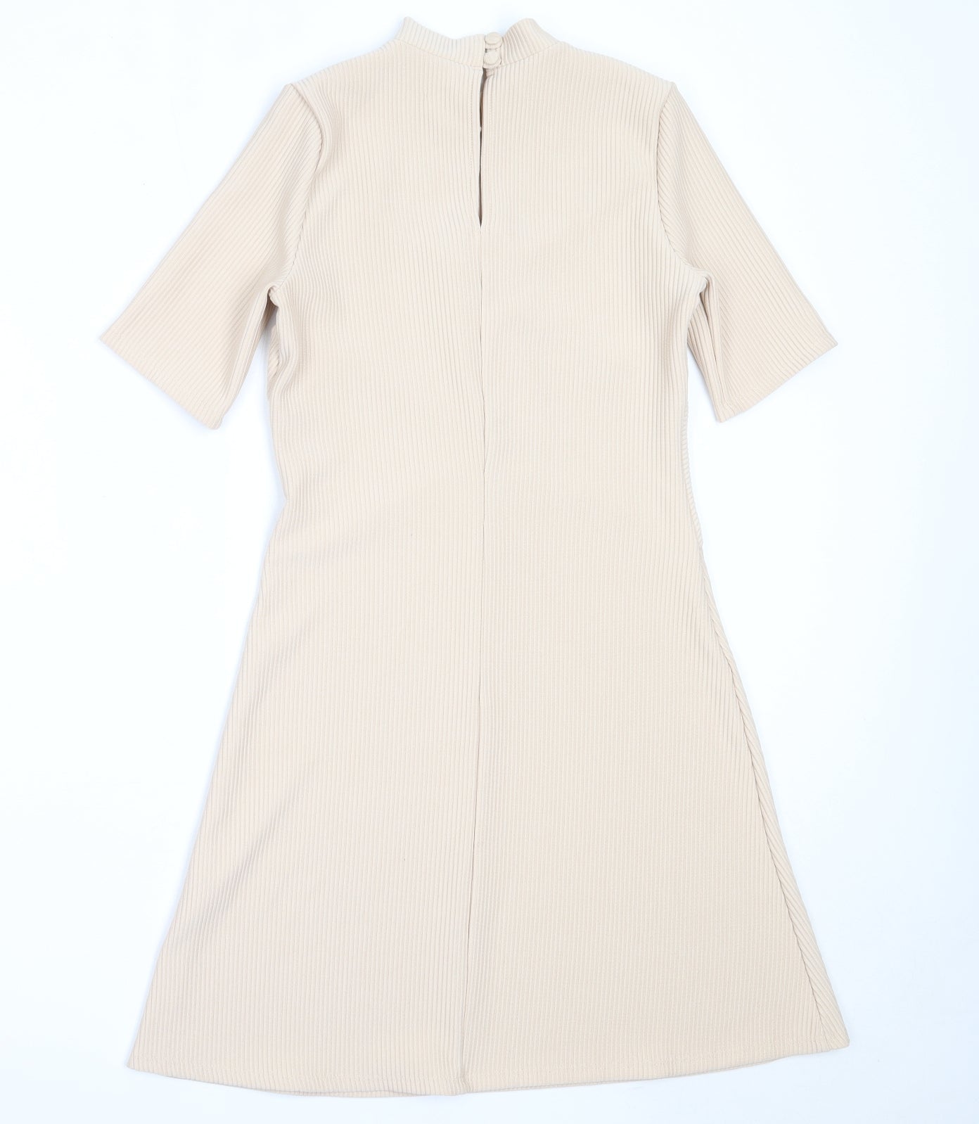 Miss Selfridge Womens Beige  Polyester Fit & Flare  Size 8  High Neck