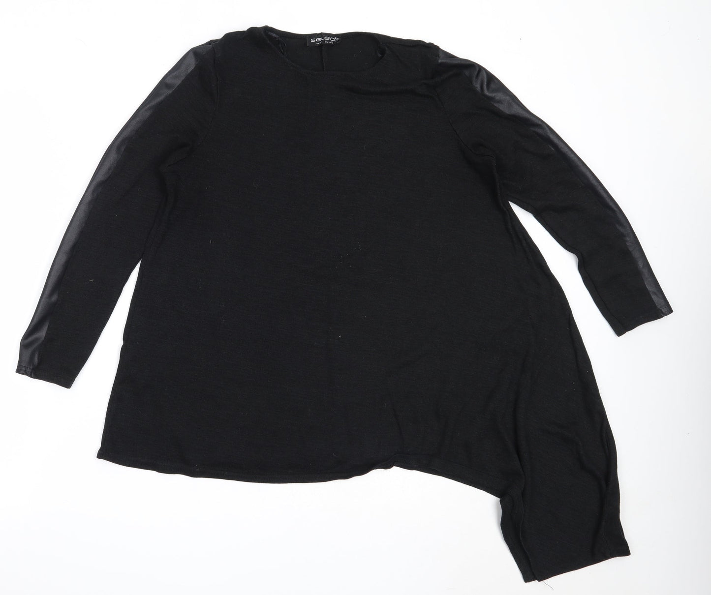 Select Womens Black Round Neck  Polyester Pullover Jumper Size 16