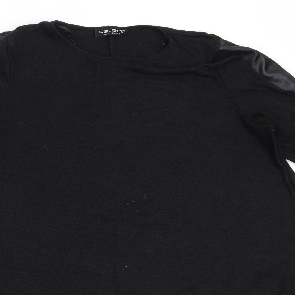 Select Womens Black Round Neck  Polyester Pullover Jumper Size 16