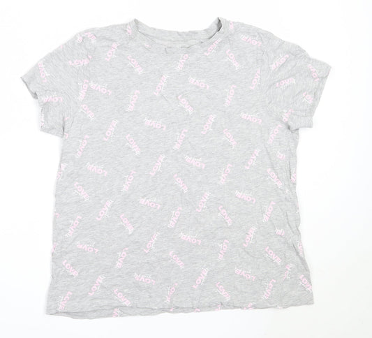 Primark Womens Grey Solid Cotton Top Pyjama Top Size L