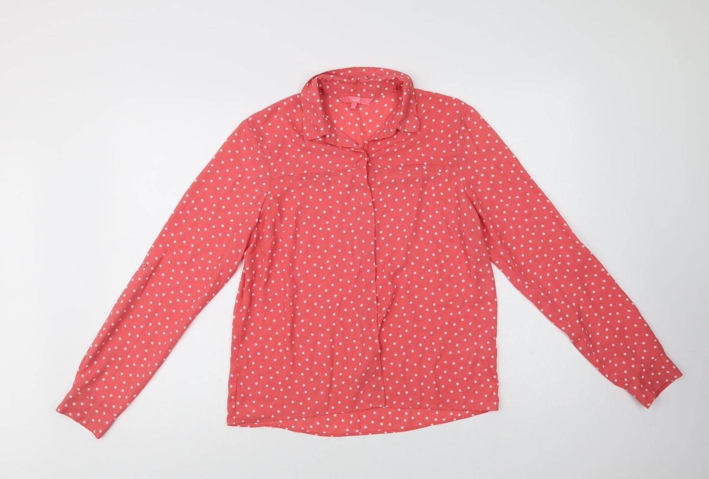 NEXT Womens Pink Geometric Polyester Basic Button-Up Size 10 Collared - Star Print