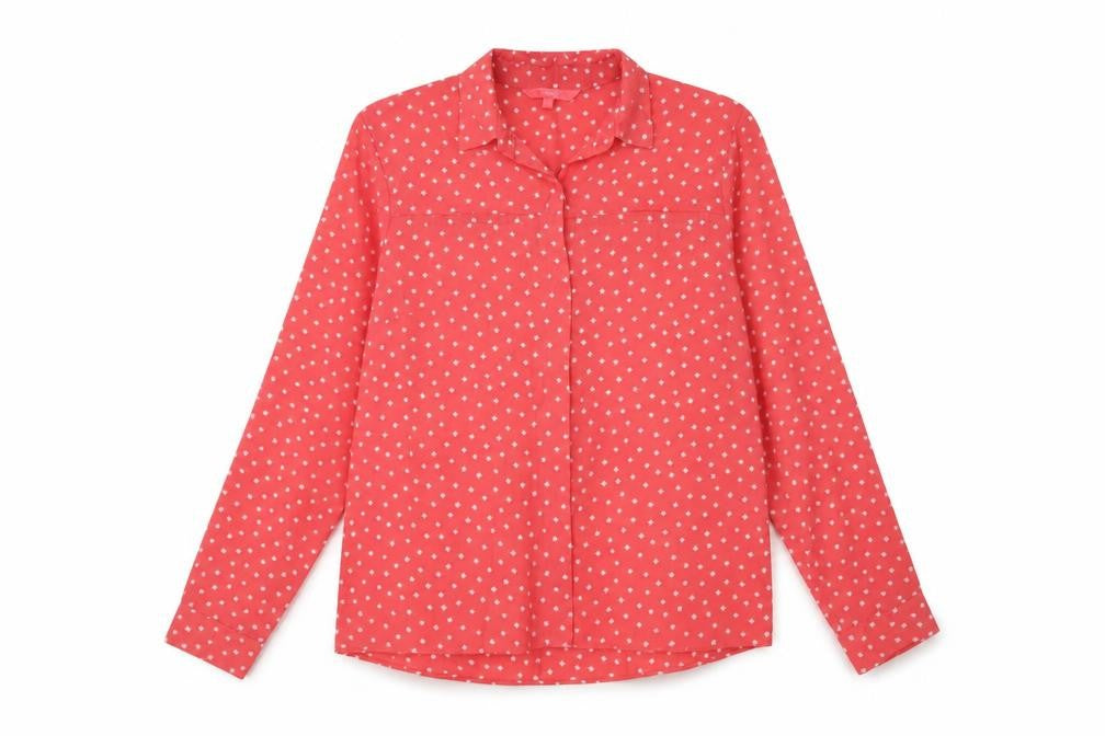 NEXT Womens Pink Geometric Polyester Basic Button-Up Size 10 Collared - Star Print