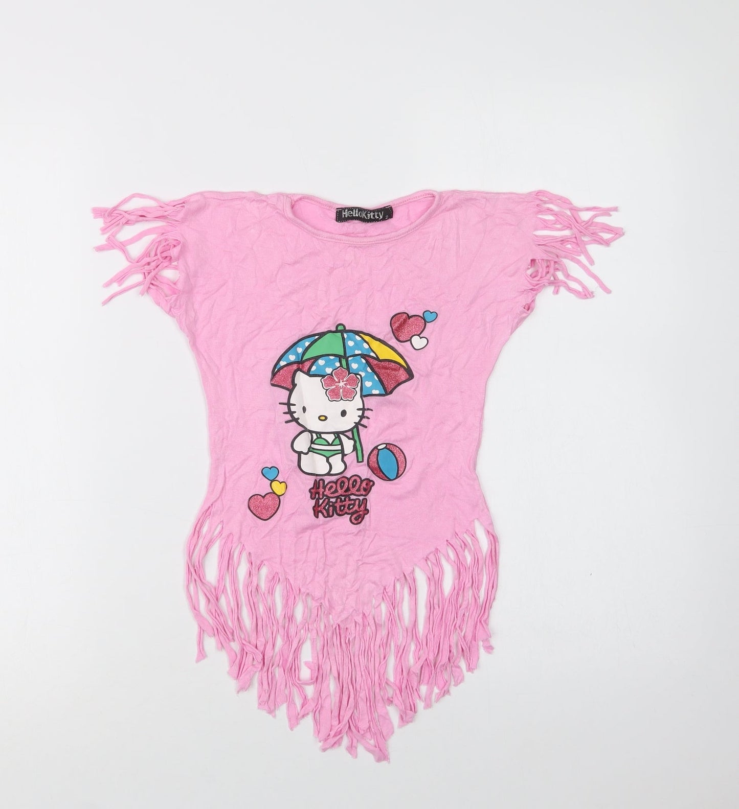 Hello Kitty Girls Pink  Cotton Basic Blouse Size 2 Years Crew Neck