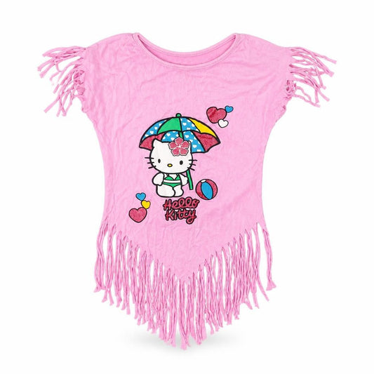 Hello Kitty Girls Pink  Cotton Basic Blouse Size 2 Years Crew Neck