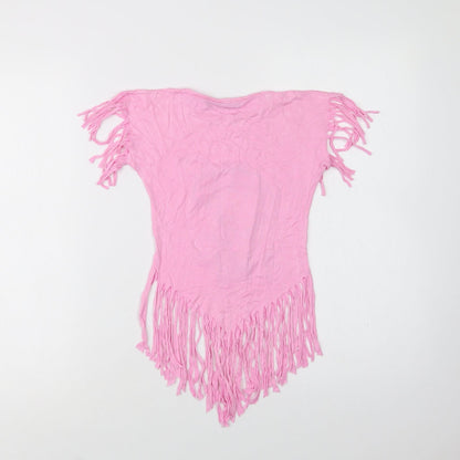 Hello Kitty Girls Pink  Cotton Basic Blouse Size 2 Years Crew Neck