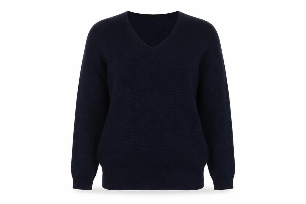 Nada Del Riccio Womens Blue V-Neck  Acrylic Pullover Jumper Size S