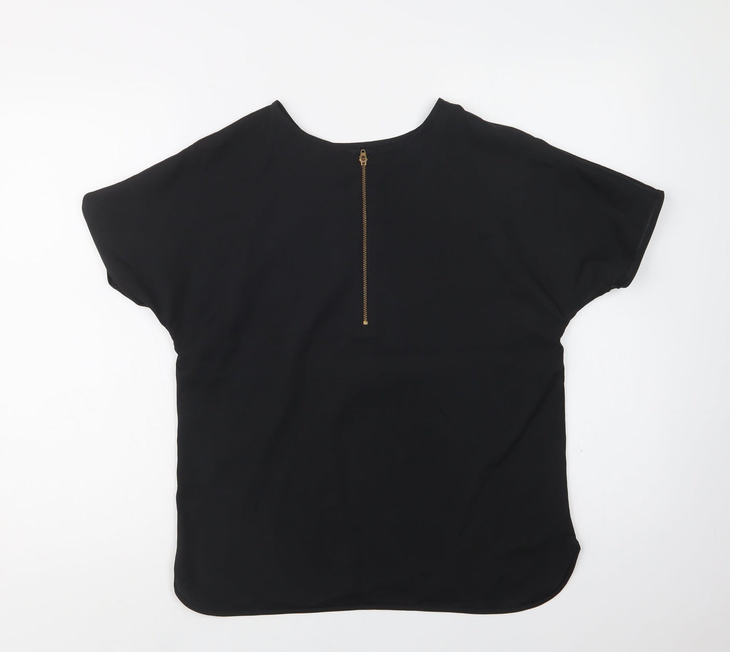 Papaya Womens Black  Polyester Basic Blouse Size 10 Crew Neck