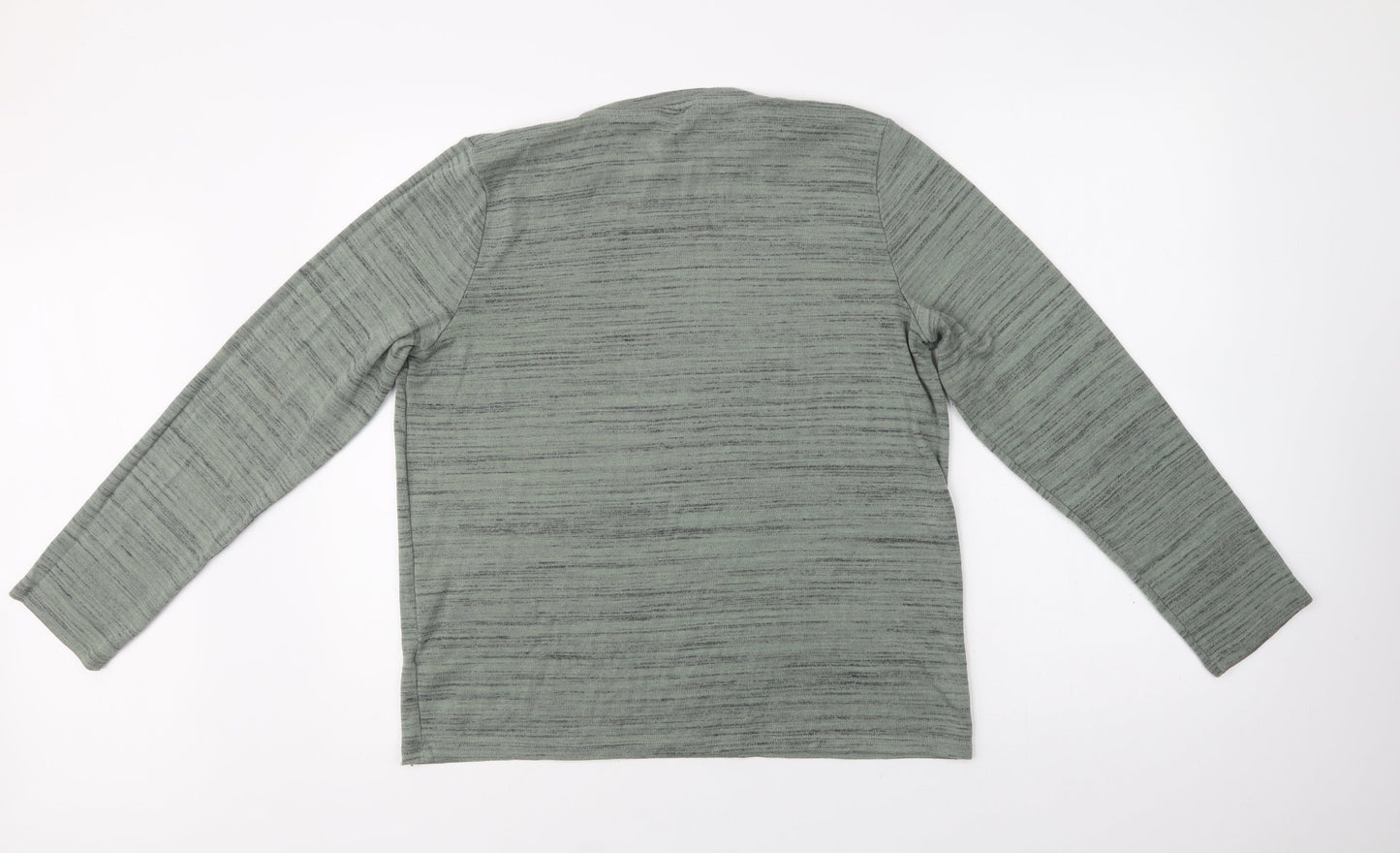 M&S Womens Green Crew Neck Striped Polyester Pullover Jumper Size 16